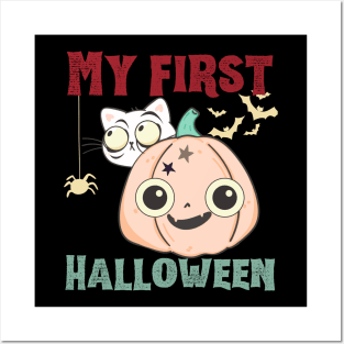 My first Halloween cat, pumpkin Posters and Art